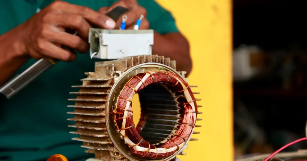 Professional motor rewinding services in UAE with precision copper winding and repair.