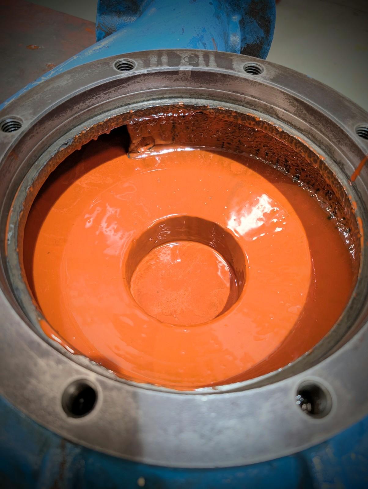 Corrosion damage inside an industrial pump